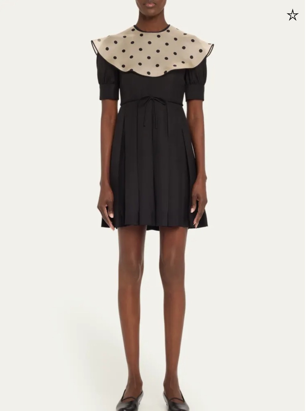 VALENTINO GARAVANI Sheer Polka Dot Neckline Mini Dress